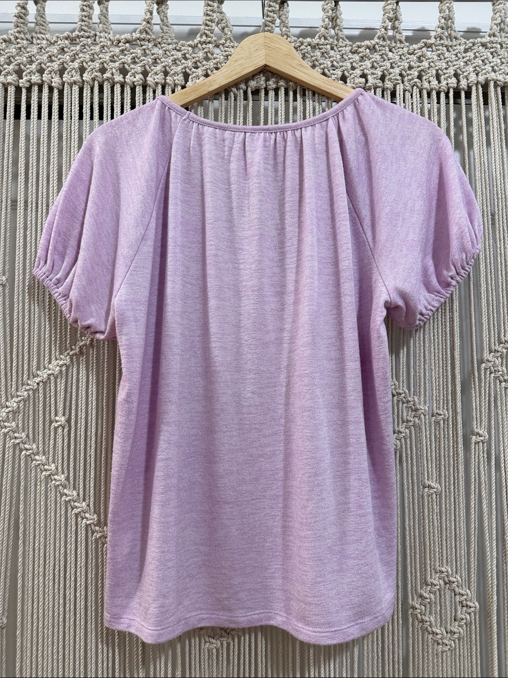 GAP Lavender Scoop Neck Puff Short Sleeve Top - Picture 3 of 6